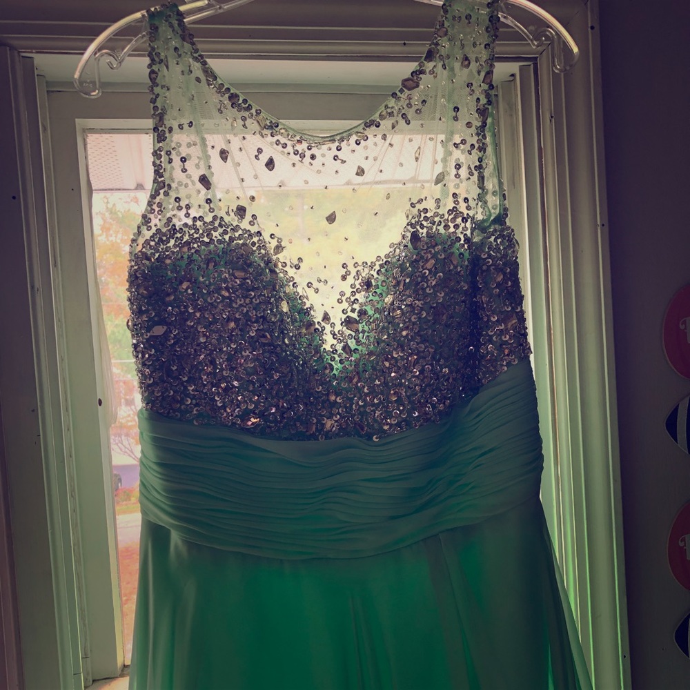 Long Mint Sparkle Dress